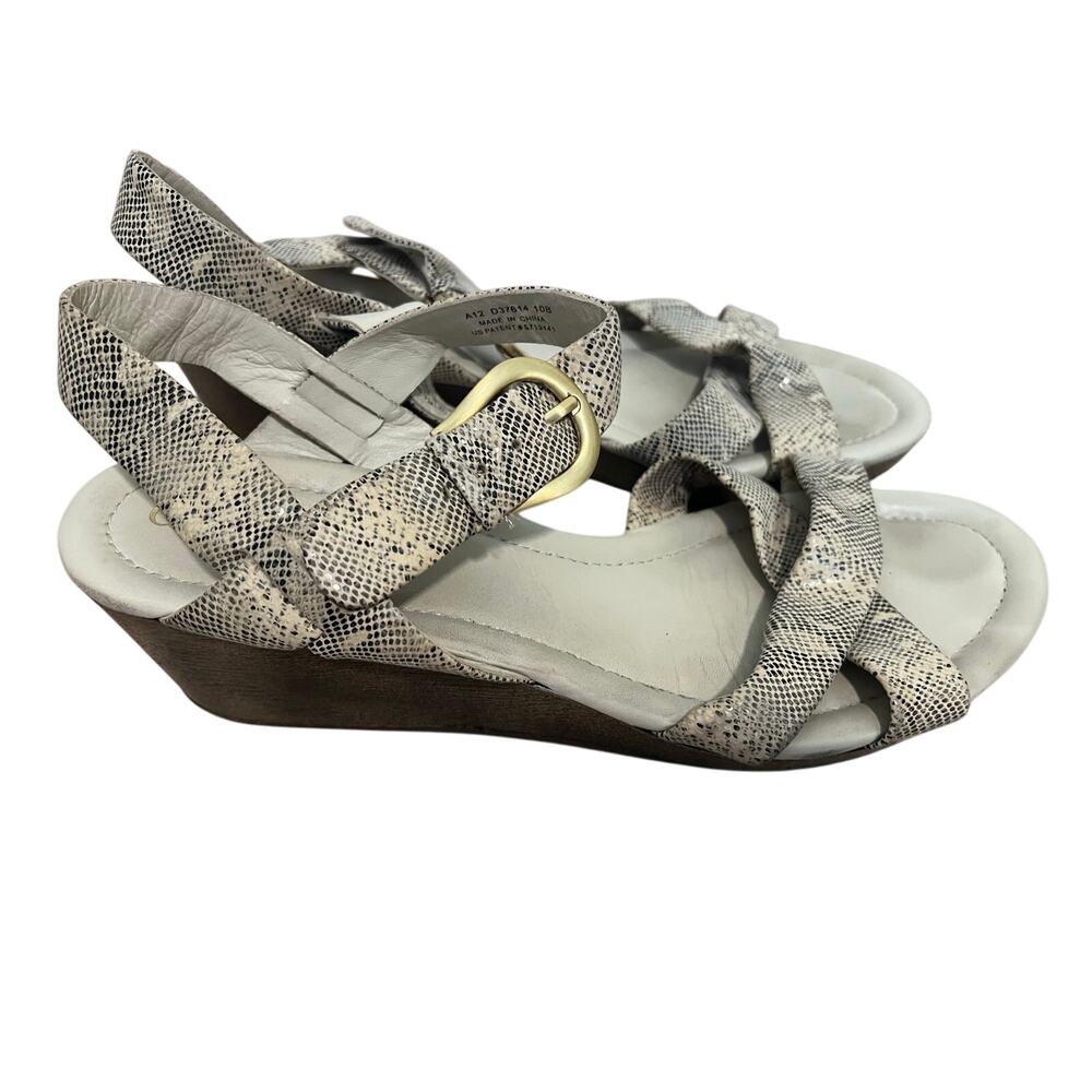 Cole Haan Wedge Strappy Snakeskin Sandals Size Womens 10 B Boho